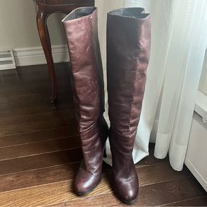 Authentic Gucci Tall Brown High Heel Leather Boot-sz 7.5